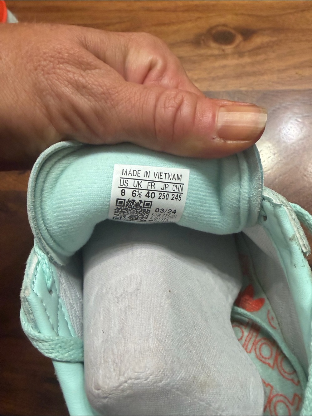 adidas womens Spezial Suede Sneaker in Light Gray with Bright Orange Stripes - Picture 6 of 6